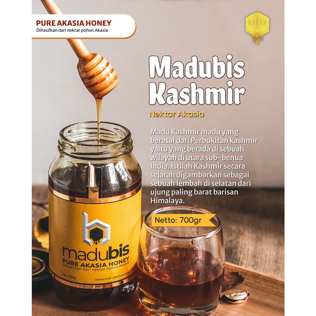 

Madubis Madu Murni Akasia Asli 700g Madubis 100% nektar Bunga Pohon Akasia