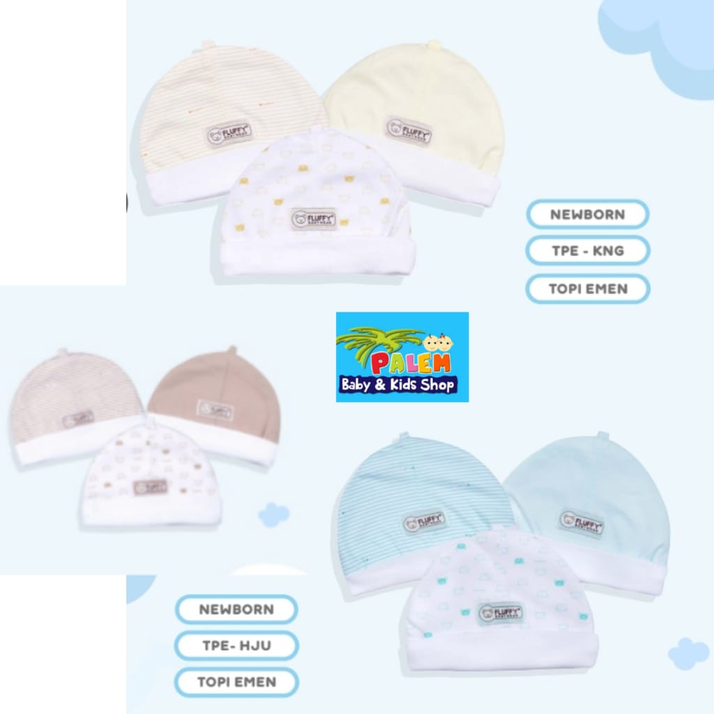 Fluffy topi baby bulat motif baby newborn 1pcs