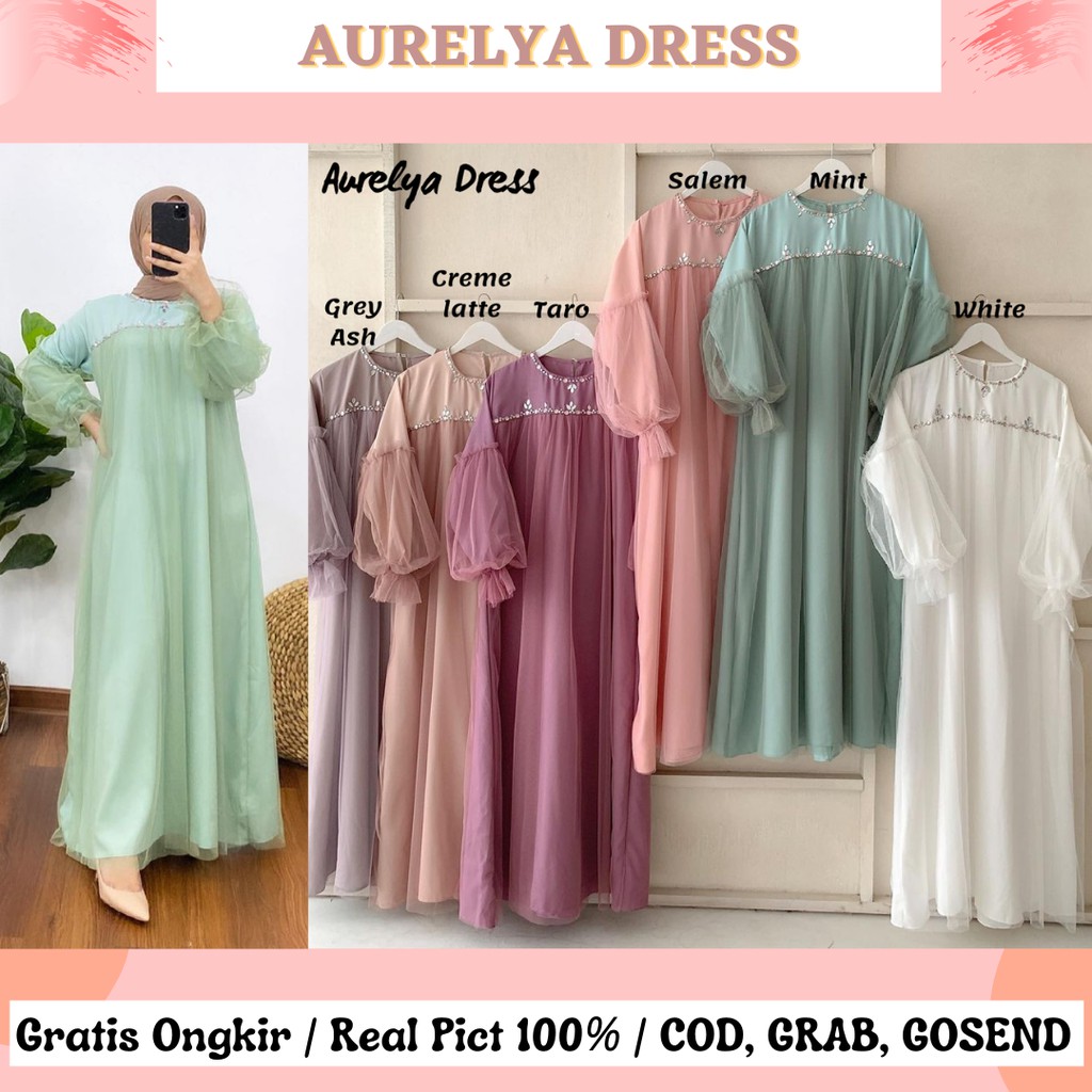 AURELYA BEADS DRESS / DRESS LEBARAN / DRESS MEWAH / DRESS TILE