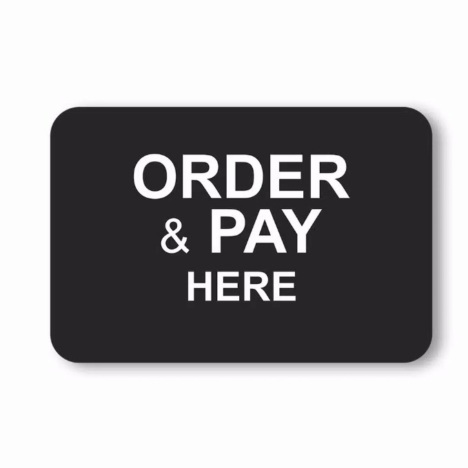 

Order & Pay Here Sign board acrylik TIMBUL & STIKER CUTING - dasar hitam tulisan timbul Elegan