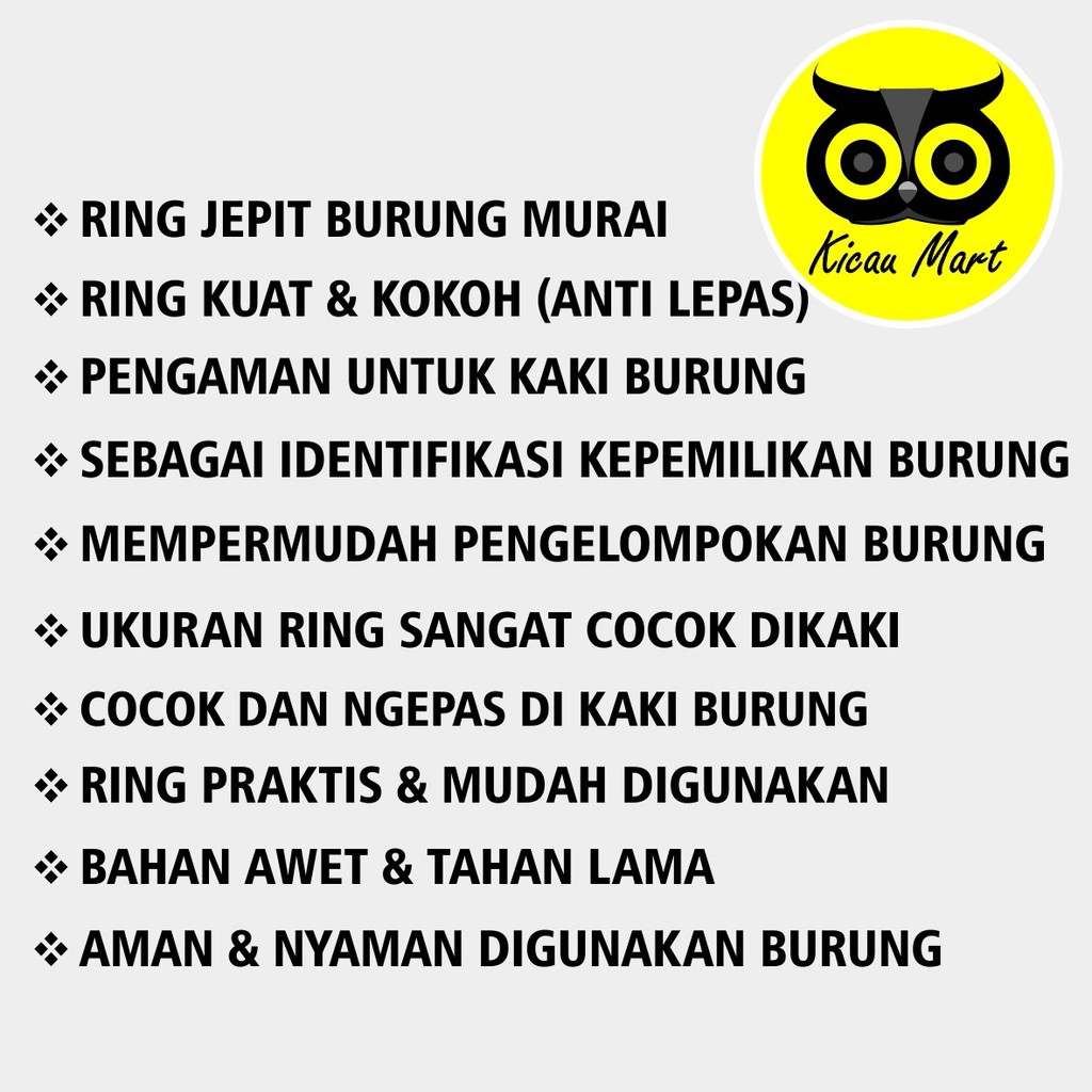 RING BURUNG LASER RING PENANDA KAKI BURUNG MURAI GELANG PENGAMAN KAKI BURUNG FOOT BIRD RINGMCR