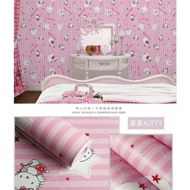 Wallpaper Dinding / Wallpaper Sticker Hello Kitty Garis