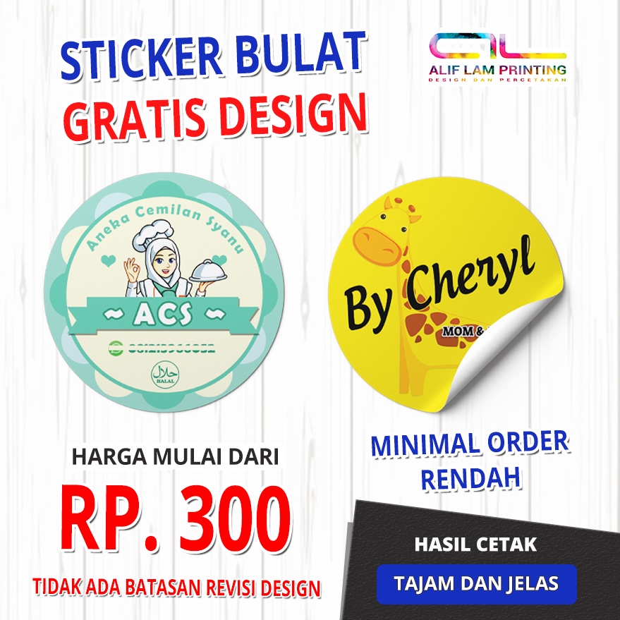 Jual Cetak Sticker Vynil Murah Sticker Bulat Gratis Design Shopee