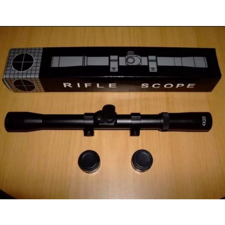 teleskop 4x20 dan peredam bushnell deluxe drat kuningan senyap