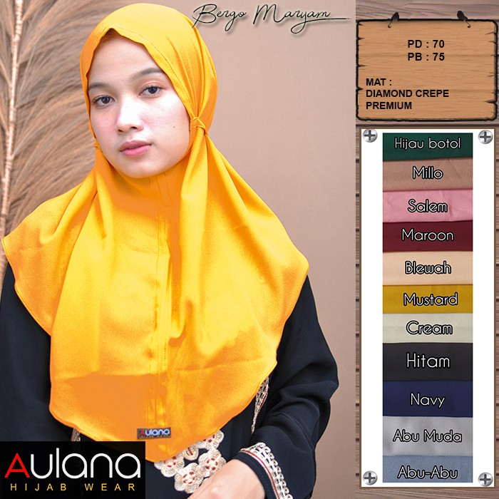 Hijab simple BERGO MARYAM Non Pet Tali Diamond Premium OriAulana Grosir Jilbab dan Kerudung Termurah-2