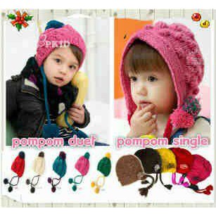 Topi Rajut Korea Long Ball ( TOPI ANAK ) READY WHITE