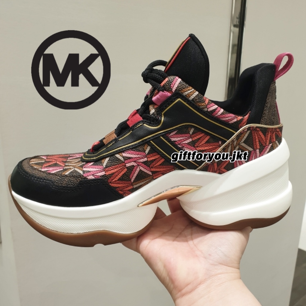 Sepatu Michael Kors Olympia Trainer Woman Wedges Black Shoes Wanita Populer Original