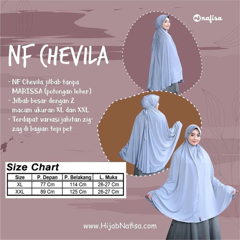 Jilbab Syari Jumbo Nafisa Chevila - Hijab Jumbo Pet Antem Syari Khimar Premium