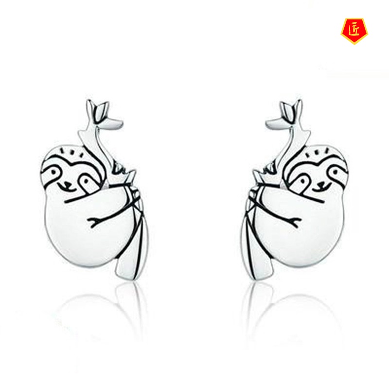 [Ready Stock]Simple Cute Animal Sloth Silver Stud Earrings