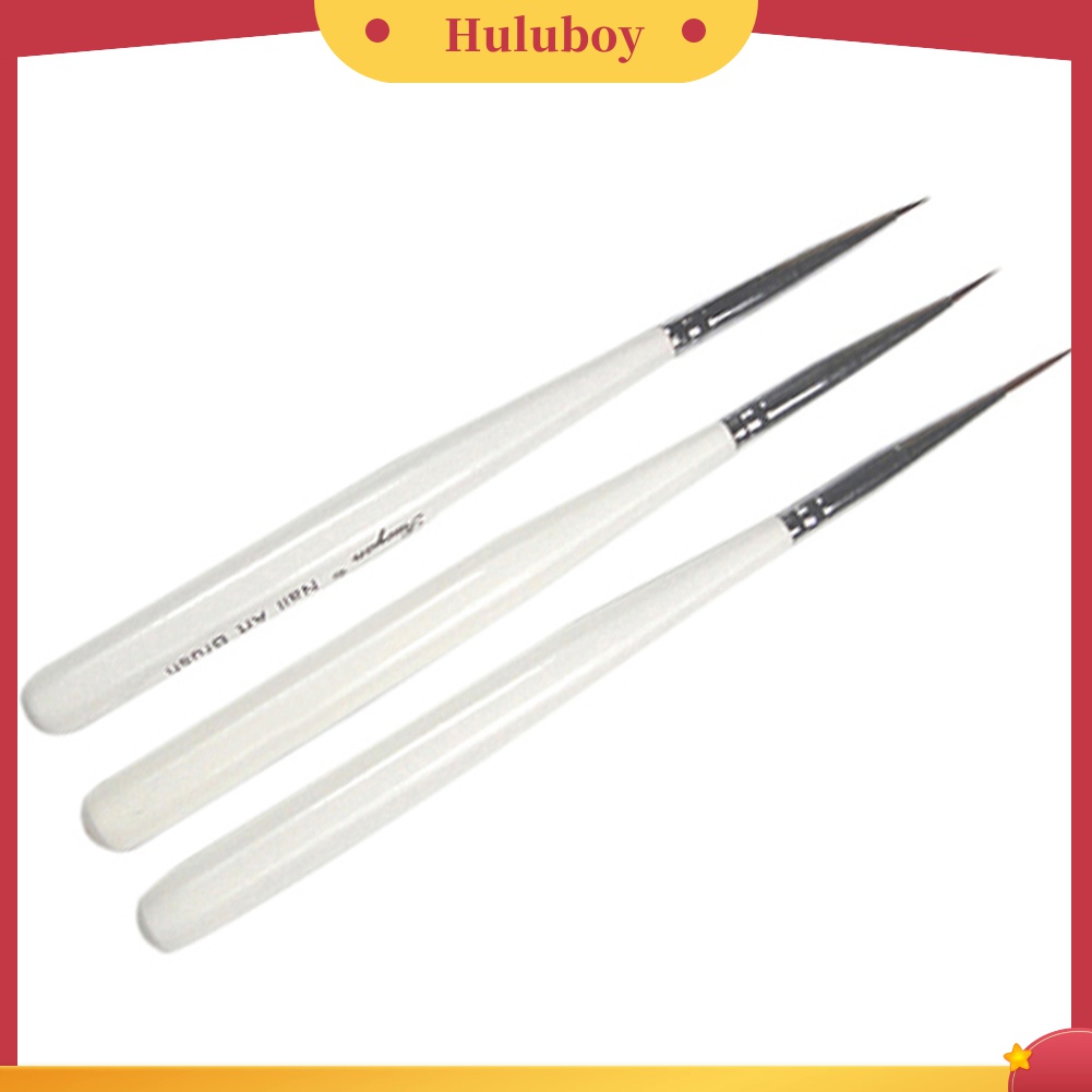 Huluboy Huluboy♡ 3pcs / Set Brush Pen Akrilik Untuk Menggambar / Melukis Kuku