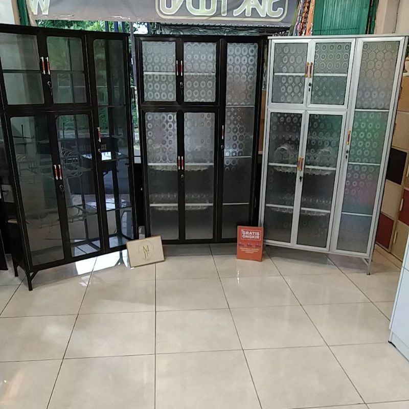 Rak Piring Dapur, Rak piring kaca Aluminium/Almini 5 Pintu