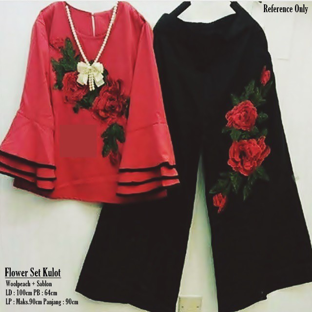 FLOWER SET KULOT / SETELAN KULOT / TERUSAN KULOT / BAJU MUSLIM / KULOT MUSLIM / BAJU SETELAN