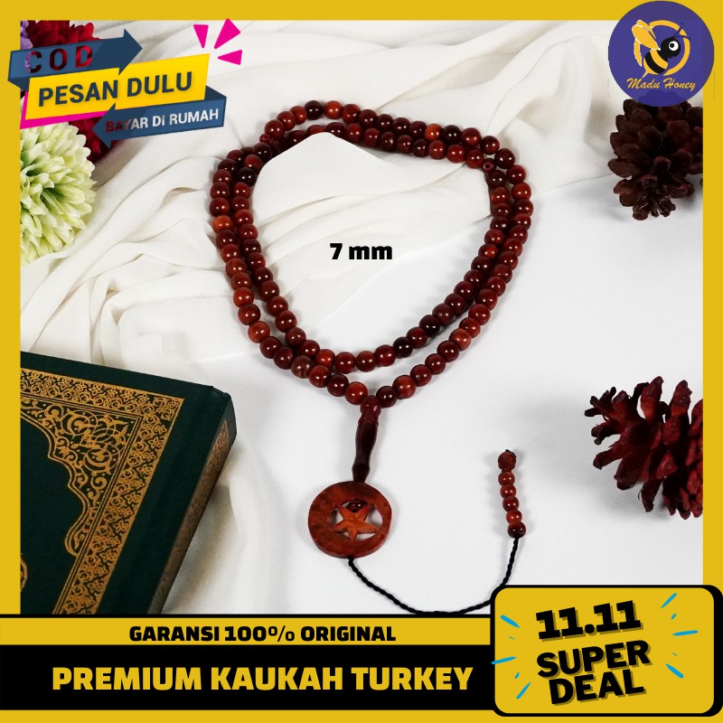Tasbih Kaukah Asli 99 Butir Besar 7mm Bulan Bintang Original Kokka
