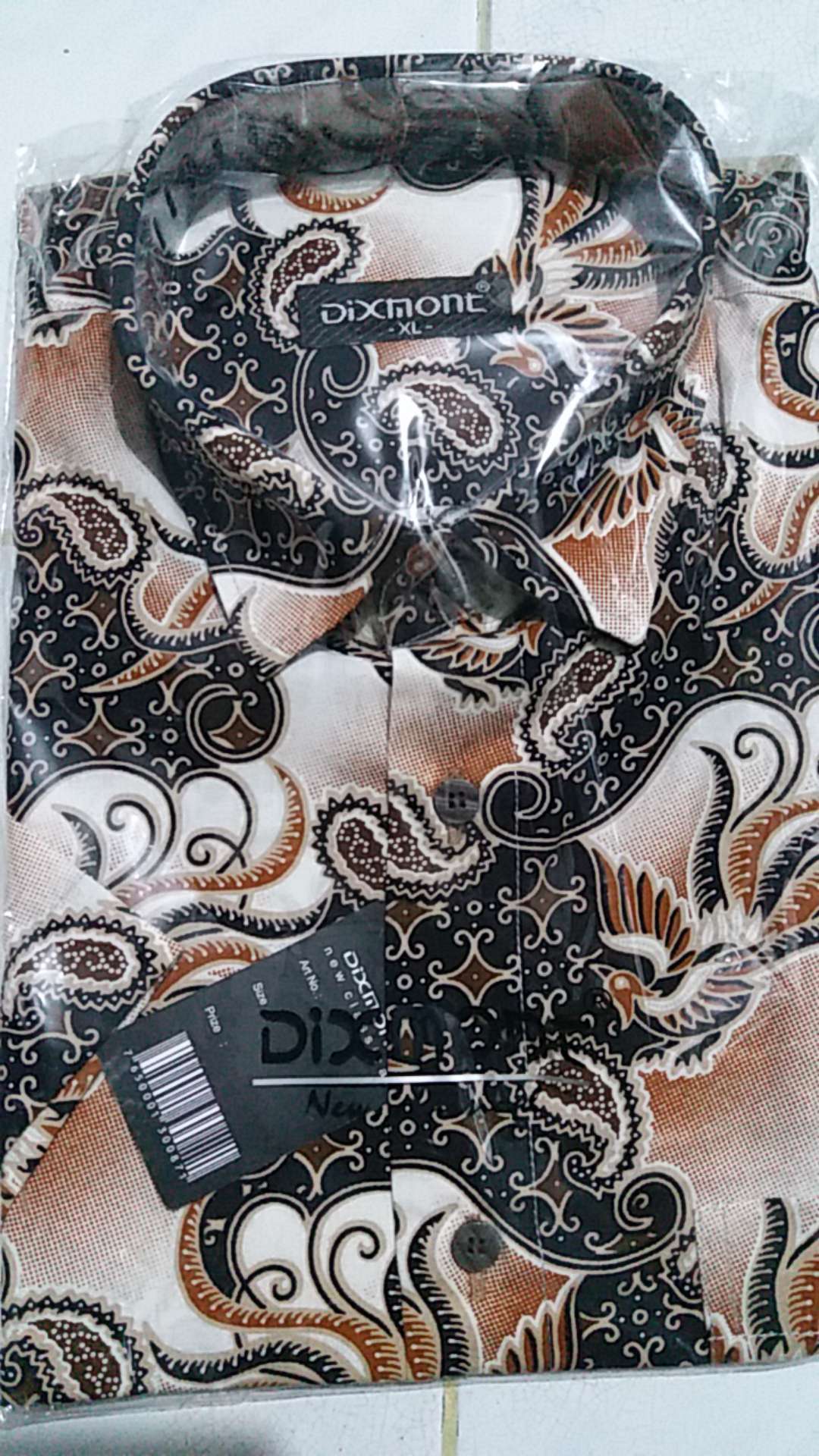 Kemeja Batik Pria Lengan Pendek Bs81 Katun Motif Modern Dixmont Semi Slimfit