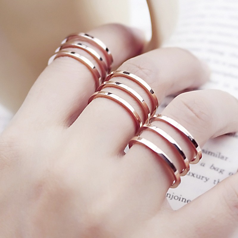 SALE / OBRAL Cincin Titanium Mini Korea Wanita fashion CK046 warna rose gold punk series