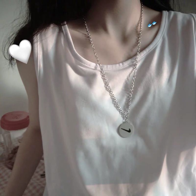 Check Necklace Check Pendant Hip Hop Harajuku Style Trendy Clavicle Chain