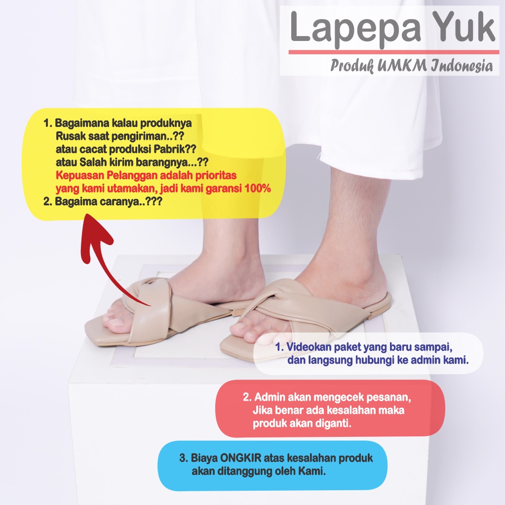 LAPEPA YUK - Sandal Wanita Teplek ARIEL Sendal Cewek Flat Kasual Model Kepang 2 Unik Size 36 37 38 39 40 Lucu Jalan Casual Santai Rumah Slop Warna SMOKE Coksu Soft Murah Sandals Pergi Selop Premium Original Kekinian Terbaru Shoes Mall Official Store