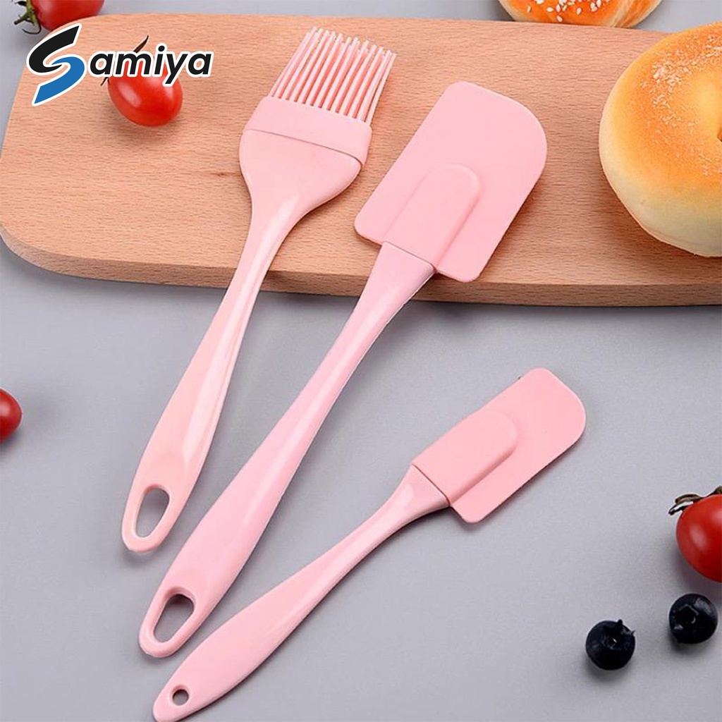 3pcs spatula scraper brush silicone cooking baking tools set  / paket 3in1 peralatan memasak set