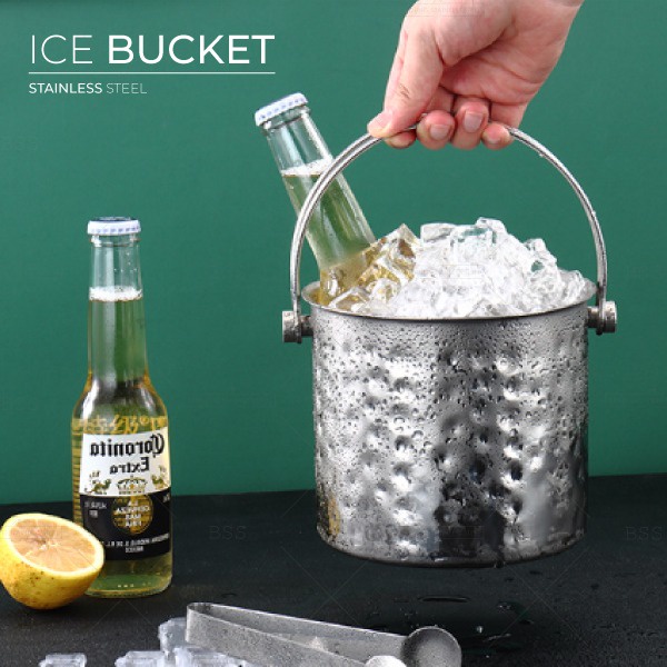 Ice Bucket Stainless Steel 1.7L Wadah Ember Es Batu Minuman Dingin Champagne Wine