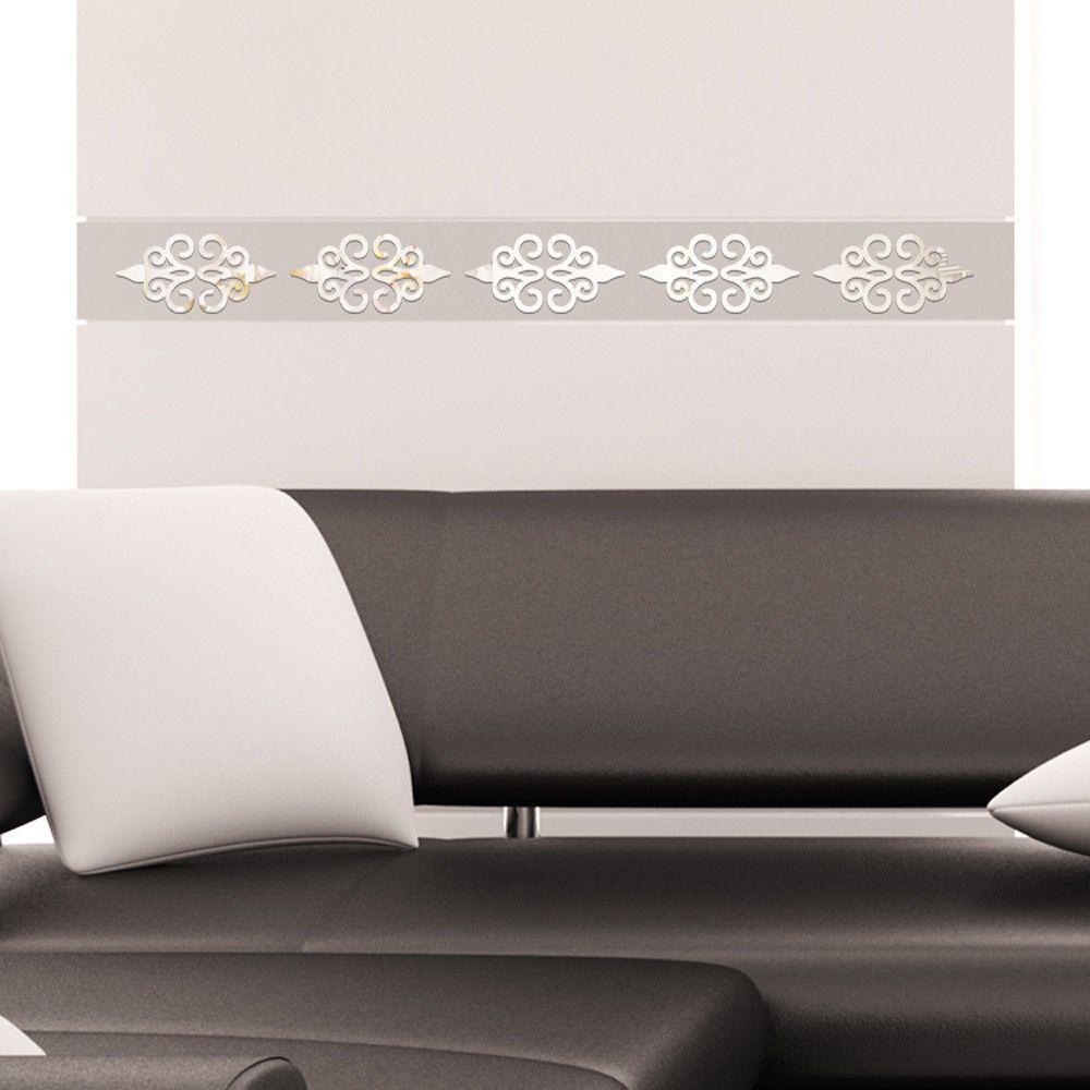 R-flower 10PCS/Set Cermin Stiker Dinding Perekat Diri Latar Belakang TV Ruang Tamu Hiasan 3D Bunga Mural