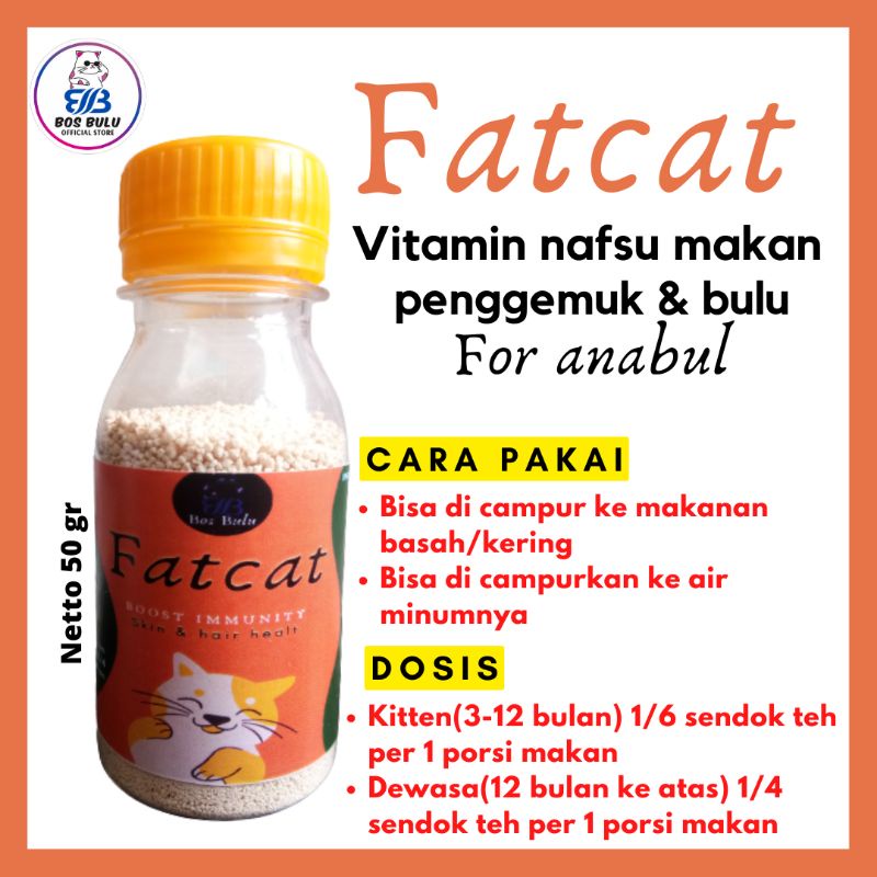 fatcat vitamin serbuk untuk nafsu makan imun tubuh kucing 50gram