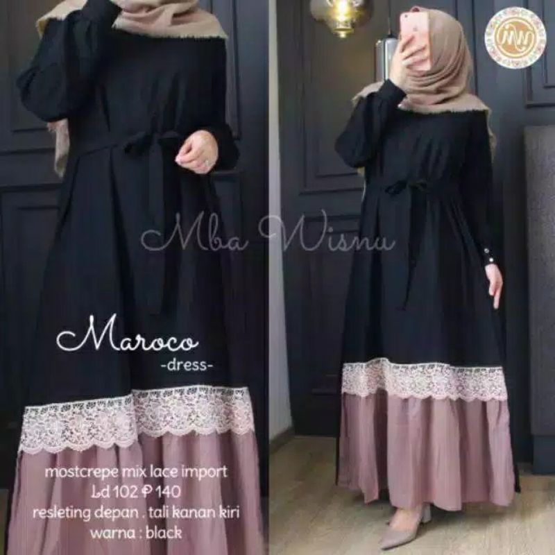 GAMIS MAROKO DRESS/GAMIS TERMURAH/DRESS TERBARU/PAKAIAN MUSLIM/BUSANA WANITA