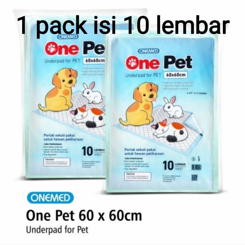 Underpad Onepet by Onemed 60x60 untuk Hewan Anjing Kucing Kelinci. Training pad /pee pad / alas pipis