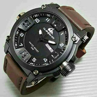 READY STOCK ! Jam Tangan Pria Sporty Quicksilver Day Date Aktif Strap Kulit 902 M08