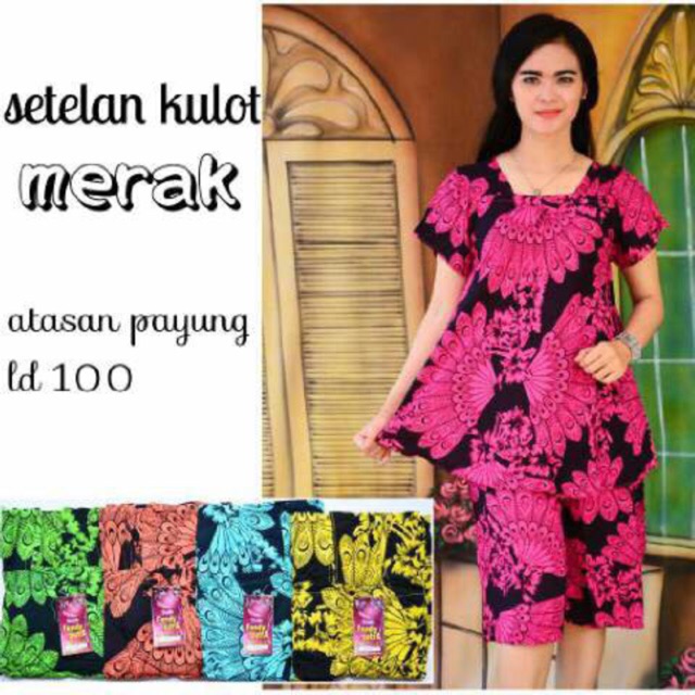 Setelan Kulot merak setalan klok batik bumil dada pita Setelan Kulot merak setalan klok batik bumil dada pita