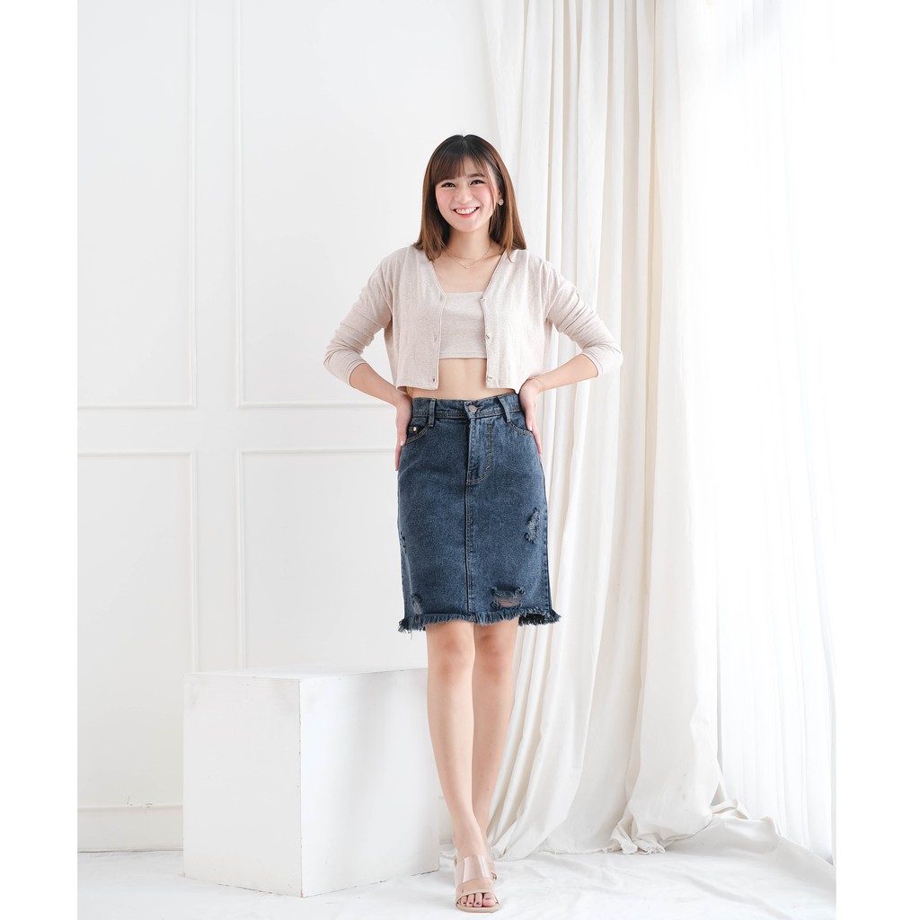 ROK Jeans SEPAN PENDEK 3/4 Ripped Rawis ada 4 Warna PREMIUM ~ LMF Jeans-5