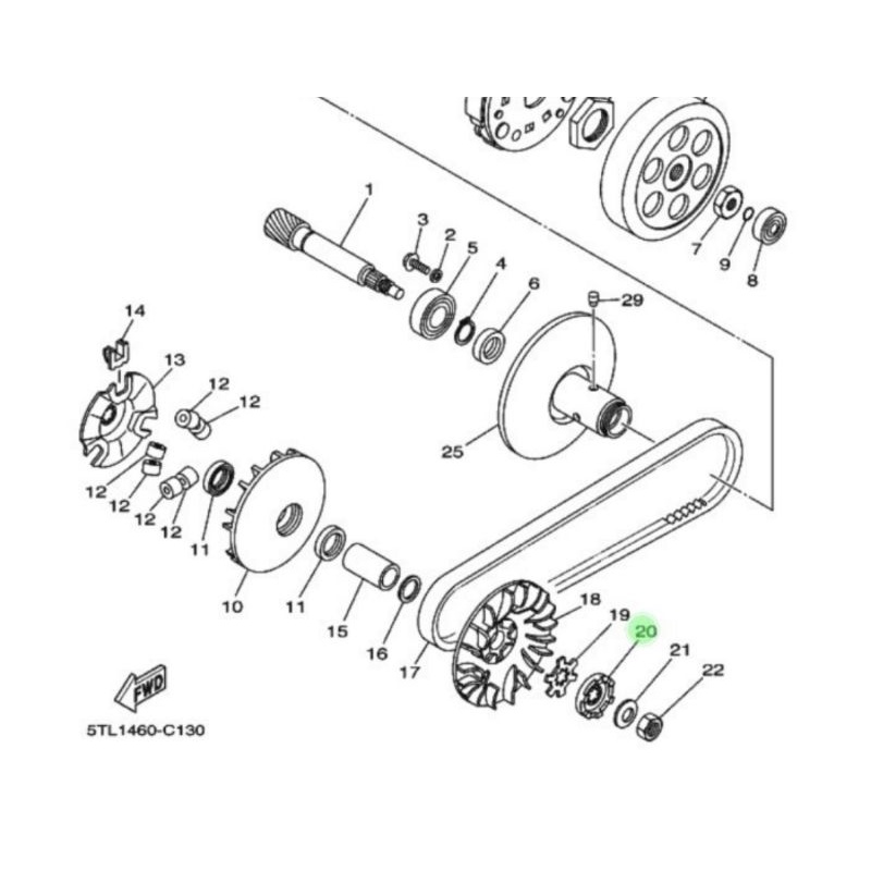 CLUTCH ONEWAY LAWAN GIR GIGI SELAHAN MIO M3 SOUL GT 125 MIO GT FINO 115 NOUVO FINO XEON MIO SOUL AEROX 125 ASLI YAMAHA 5MX E5657 00