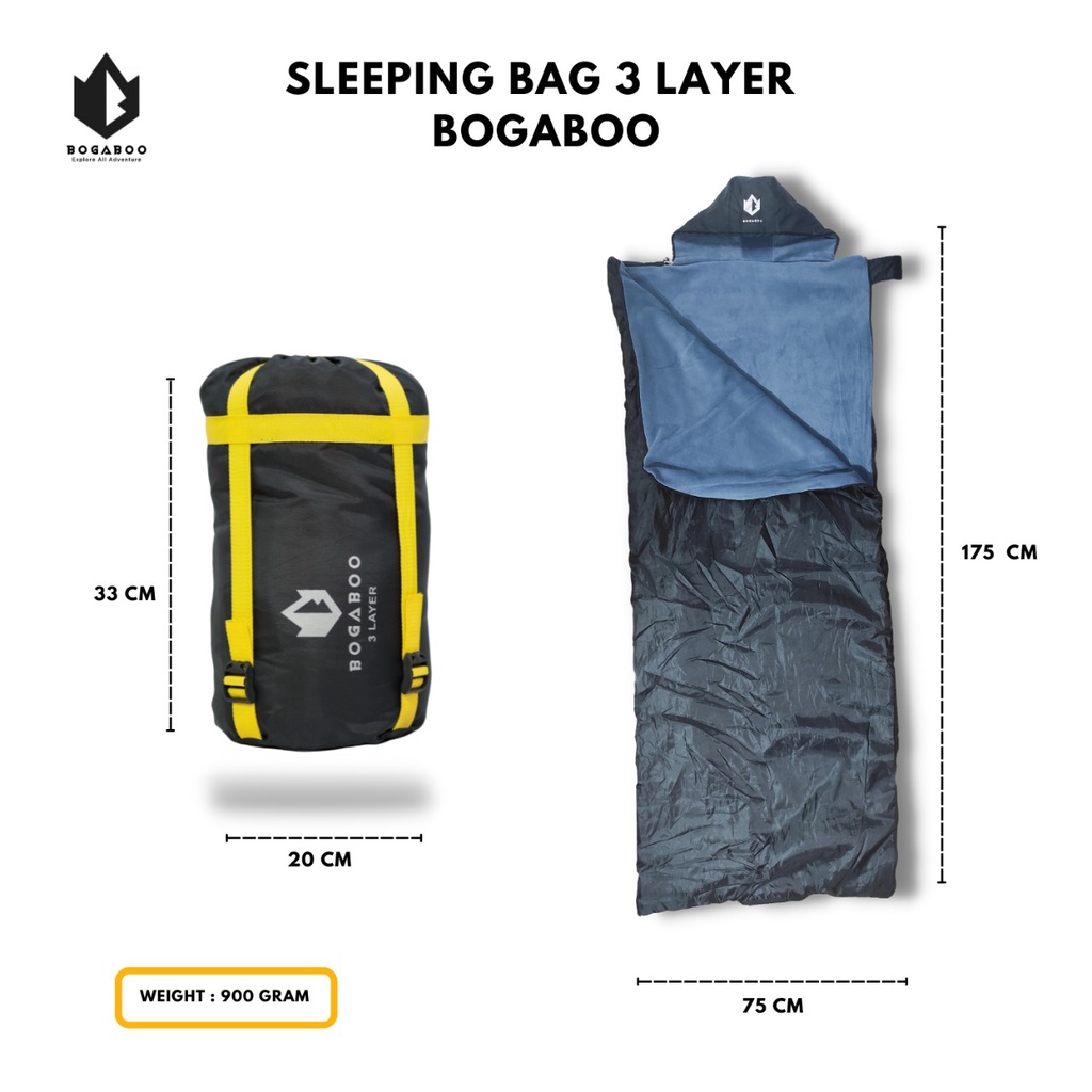 Sleeping Bag 3 Layer BOGABOO  - SB 3 Layer - Kantong Tidur Kompres SISTEM