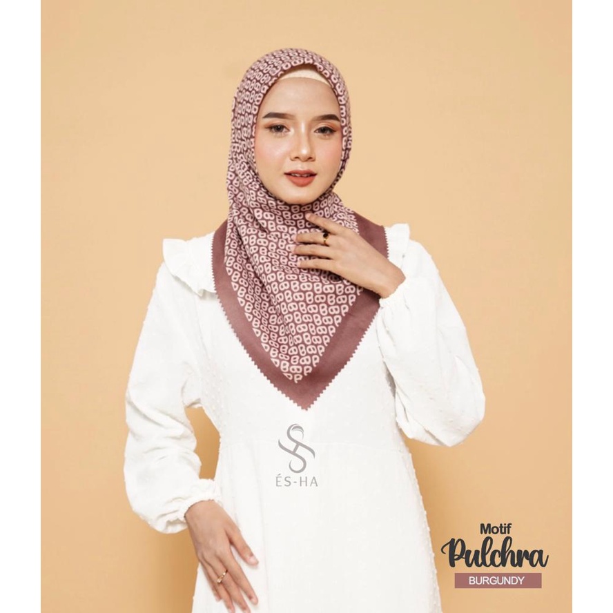 COD Kerudung Denay KW Motif Pulchra Burgundy Premium Laser Cut / Deenay KW Voal Premium Termurah