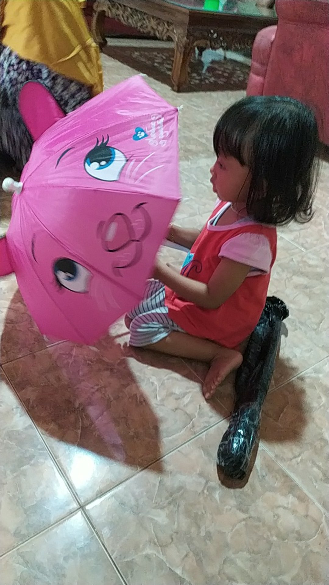 Payung Anak Karakter Kucing/ Payung Mainan/ Payung Motif Animal Kuping Kecil