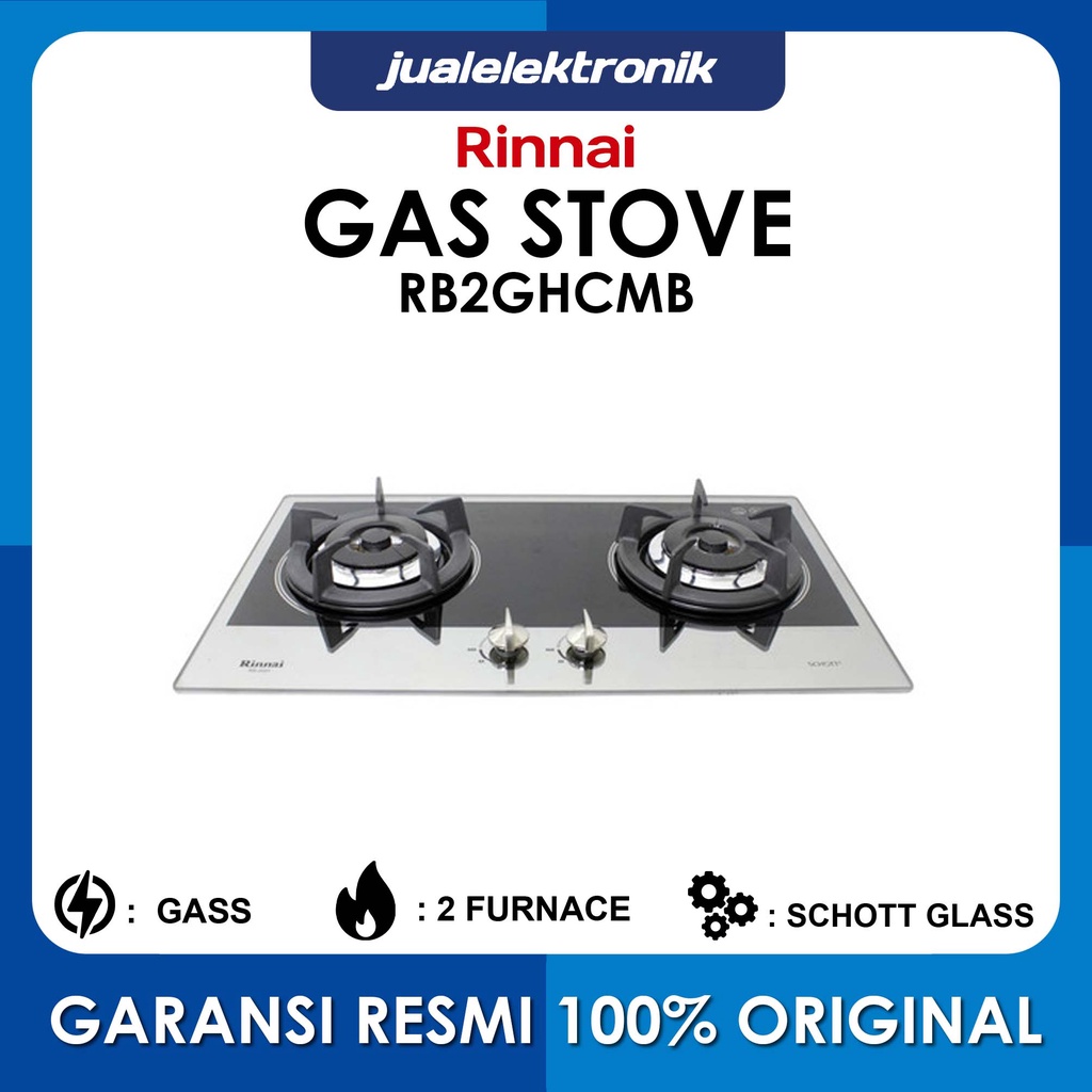 Rinnai Kompor Tanam 2 Tungku Glass RB2GHCMB Stove Top Cooker