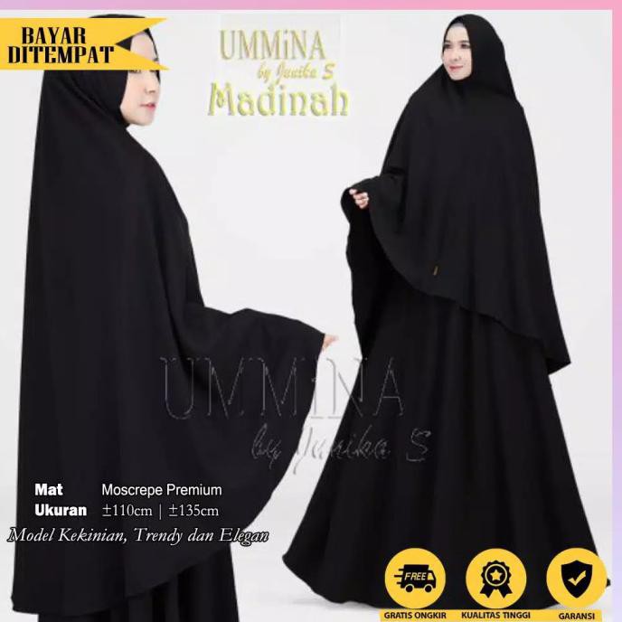 Gamis Set Terbaru Murah Lebaran Syar I 2021 Premium Khimar Hitam Polos Zoraidaidasp