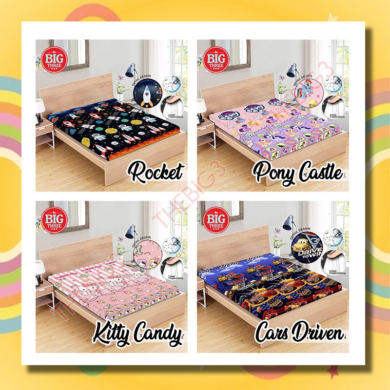 MONALISA Sprei Waterproof 180x200 - anti ompol air water proof Paus Rainbow  Rainbow Dinosaurus Rocket Galaxy180 SP-4