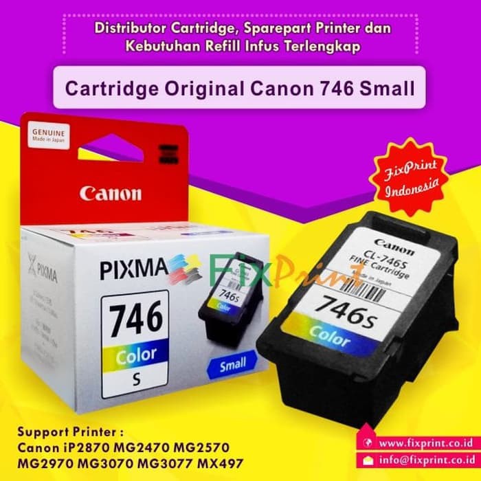 Cartridge Original Canon Small CL 746s CL746s 746 Color Tanpa Box Print Canon TS207 TS307