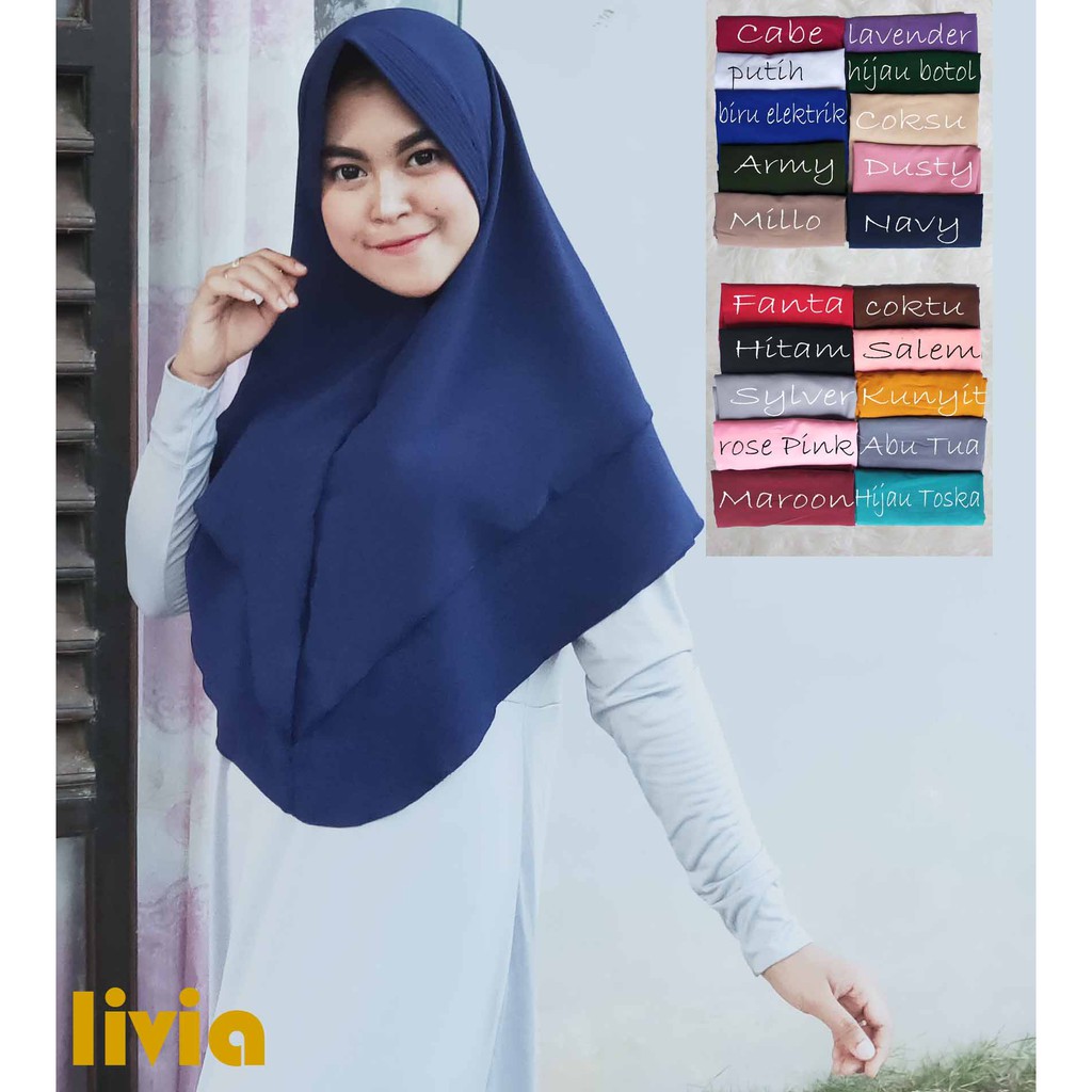 LIVIA 2 LAYER JUMBO PET ANTEM PENGUIN SYARI HIJAB JILBAB KHIMAR BERGO KERUDUNG INSTANT (1KG=7PCS)