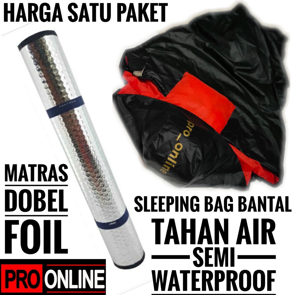 Paket Matras Dobel Foil Dan Sleeping Bag Bantal - Paket Selimut Kemping Dan Matras Camping Outdoor