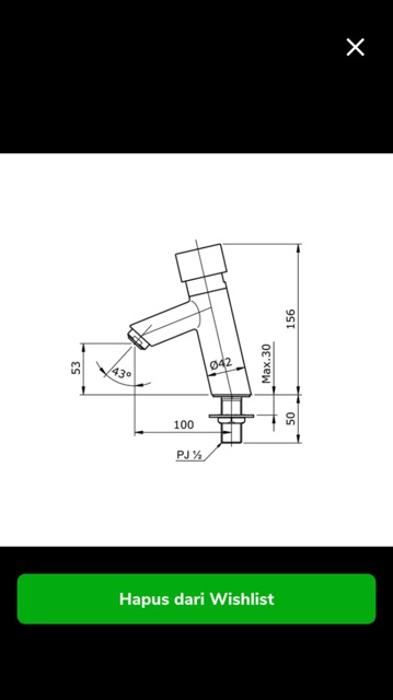 TOTO Kran wastafel tekan push type TX126LE original