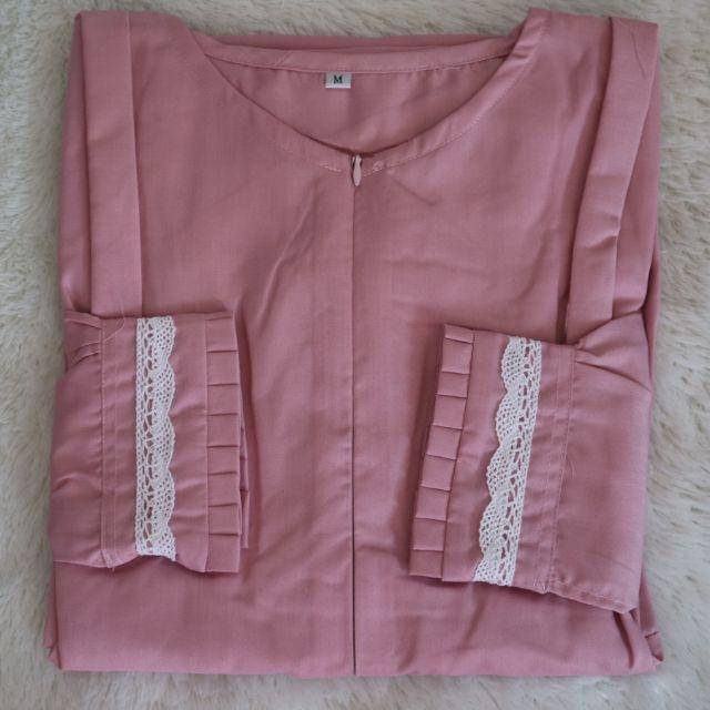 Gamis polos renda/ gamis katun polos