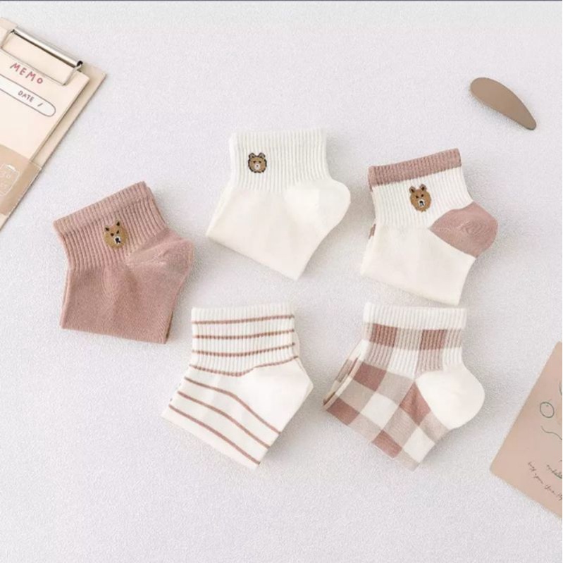 [ COD ] Kaos Kaki Wanita Motif Brown Lucu Tebal Semata Kaki Pendek Ankle Sock Women Socks / Kaos Kaki Pendek Semata Kaki Motif Hewan Beruang / Kaos Kaki Cewek Lucu / Kaoskaki Pendek Perempuan / Kaos Kaki Brown-3