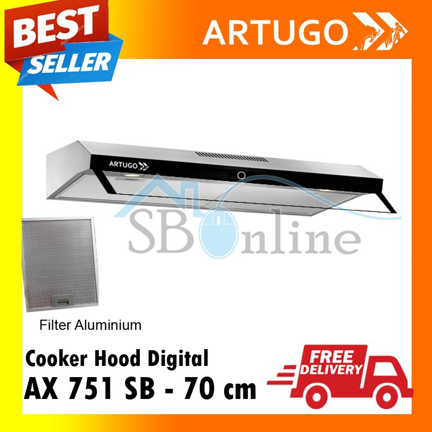 Slim Cooker Hood Digital Artugo AX 751 SB - 70 cm Garansi Resmi