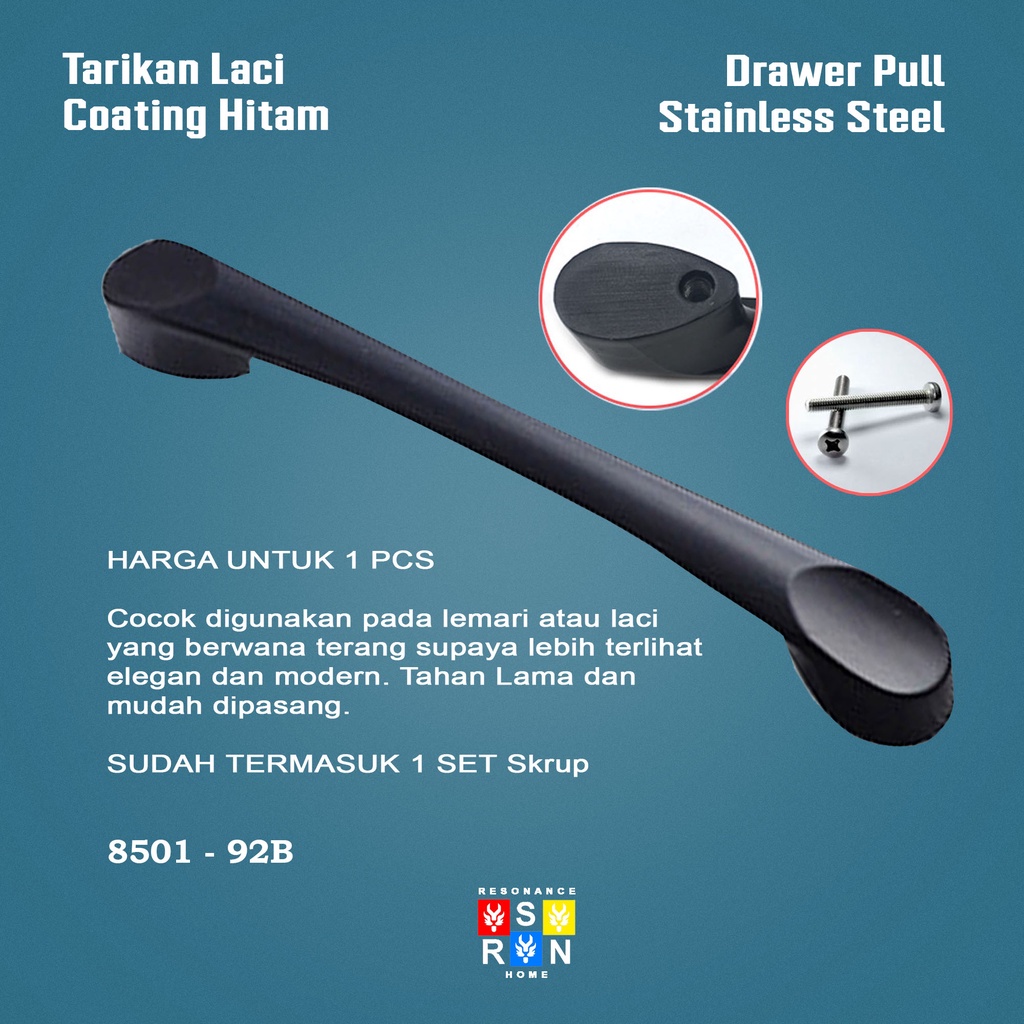 Tarikan Laci Coating Hitam 8501 / Handle Gagang Pintu Laci Lemari Resonance Home