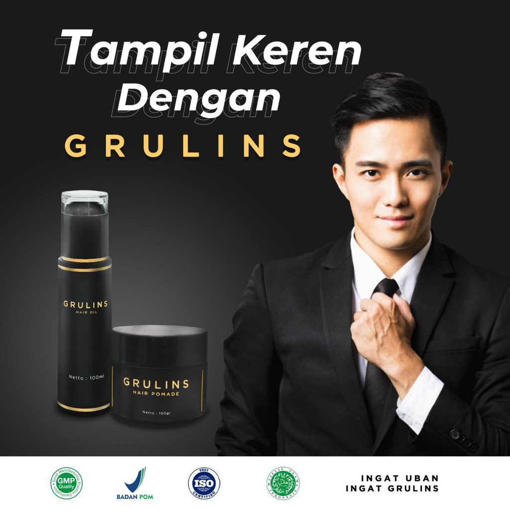 Grulins Hair Oil Dan Pomade / Penghilang Uban Permanen / Penghitam Uban / Obat Uban Bergaransi 100% Uang Kembali