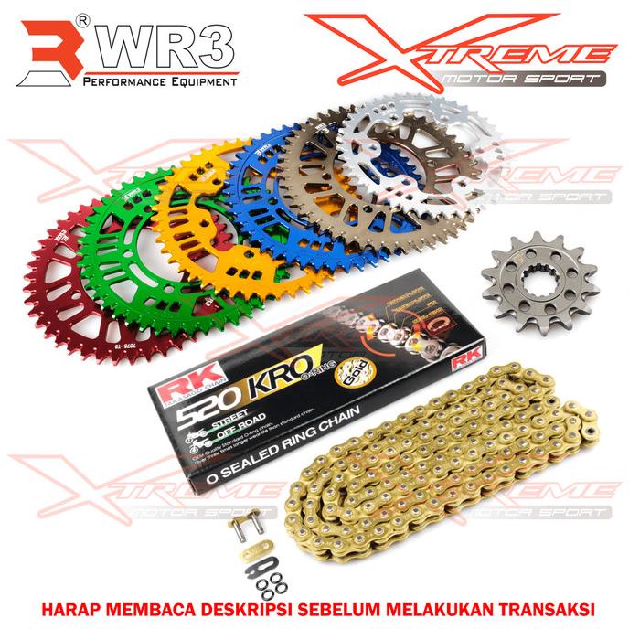 Gear Set WR3 ( Rantai RK Chain+ Gear Depan WR3 + Gear Belakang WR3) XTR-MTS78 Juara