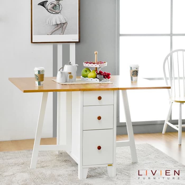Livien Furniture Meja Makan Lipat Transformer  Meja Makan