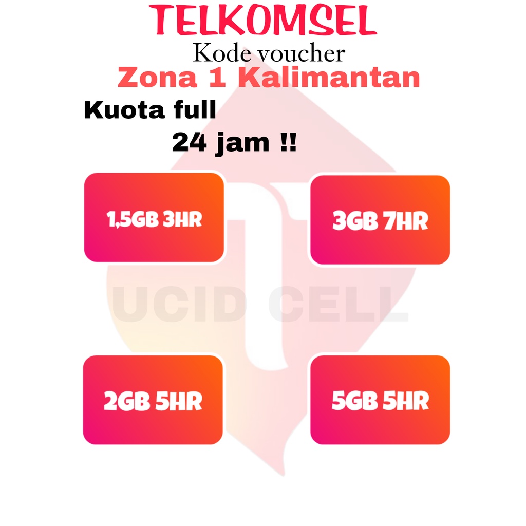 Paket internet TELKOMSEL (KODE VOUCHER) zona 1 2 dan 3 kalimantan