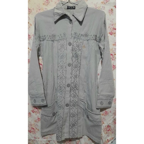 Preloved Tunik Bordir Wanita Abu Branded By EVE